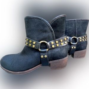 UGG Suede Ankle Boots with Removable Studded Straps 7.5